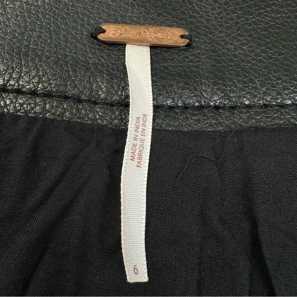 Free People Vegan Leather Black A-Line Zip Front Mini Skirt